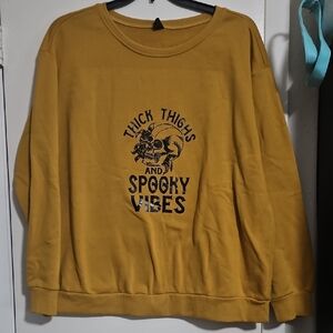 Plus Size Yellow Graphic Sweater